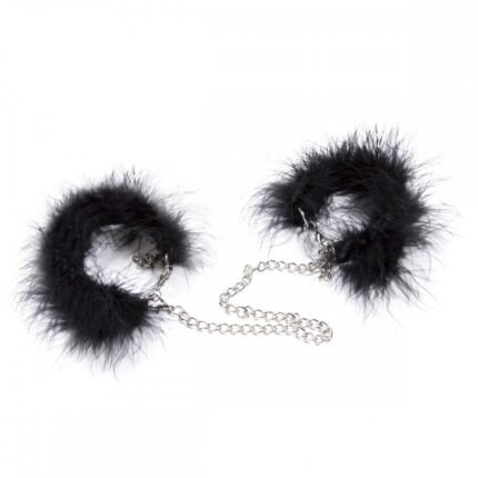 Наручники з натурального пера на срібному ланцюжку