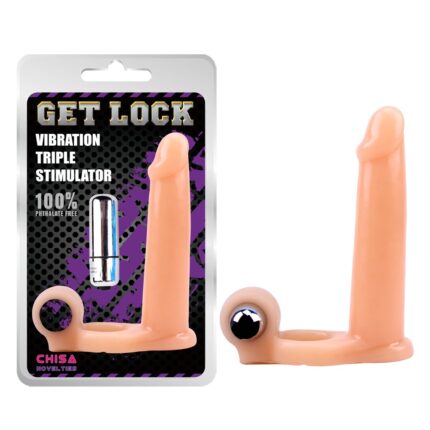 Насадка для подвійного проникнення Chisa Get Lock Vibration з вібрацією та ерекційним кільцем