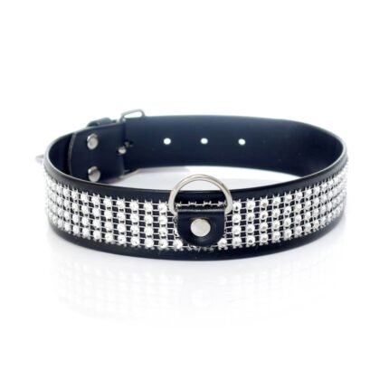 Нашийник із кристалами 3 см срібло Fetish Boss Series