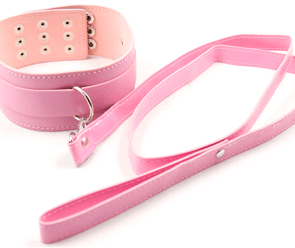 Нашийник з повідцем DS Fetish Collar with leash pink metal