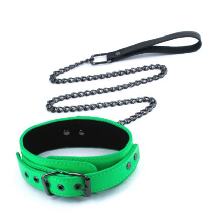 Нашийник з повідцем NS Novelties ELECTRA COLLAR & LEASH GREEN
