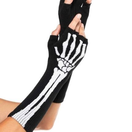 Рукавички без пальців Leg Avenue Skeleton Fingerless Gloves, чорні, O/S