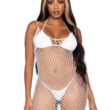 Сукня довга у велику сітку Leg Avenue, біла, O/S