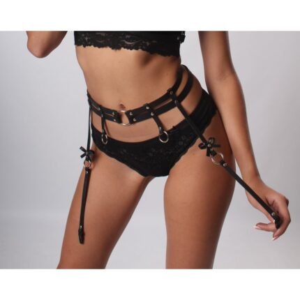 Пояс для панчох Candy Hero S12, натуральна шкіра, чорний