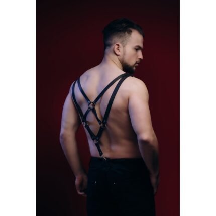 Портупея-підтяжки чоловіча з натуральної шкіри, чорна, One Size