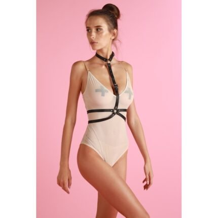 Портупея з нашийником One Size H2, екокожа, чорна