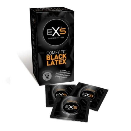 Презервативи чорного кольору латексні Exs BLACK Latex веганські (ціна за упаковку, 12 шт. )