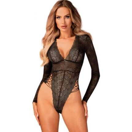 Сексуальне ажурне боді з рукавами Obsessive Merlys XS/S