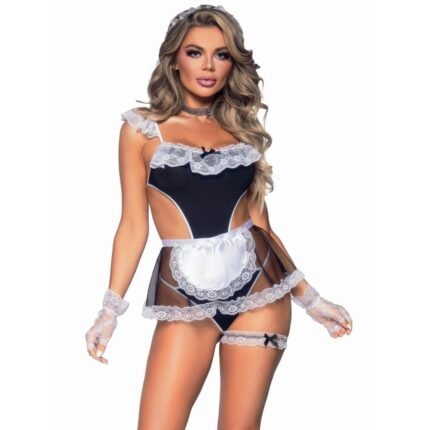 Сексуальний костюм покоївки Leg Avenue, XS, 4 предмети, чорно-білий