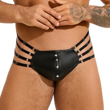 Стрінги чоловічі чорні STAR Night з регулюючими гумками з боків, L