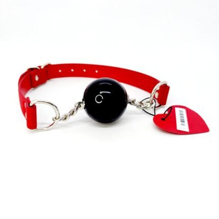 Силіконовий кляп з ланцюжком DS Fetish, M, червоний/чорний