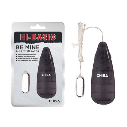 Віброкуля срібляста Chisa Hi-Basic Be Mine Bullet Vibrator на чорному пульті управління