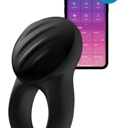 Кільце ерекційне Satisfyer SIGNET RING із підключенням до додатку, чорне