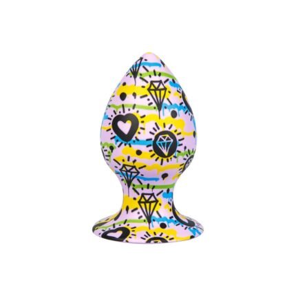 Анальна пробка дизайнерська на присосці Love Shop гігантська, силіконова, з візерунком
