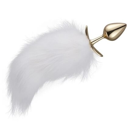Анальна пробка з хвостиком лисиці Romfun Fox Tail білий/золотий