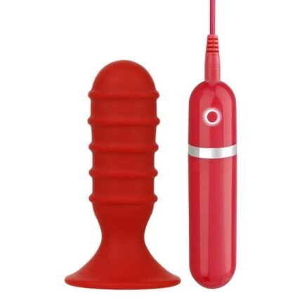 Анальна пробка з вібрацією Dream Toys Menzstuff Ribbed Torpedo, червона