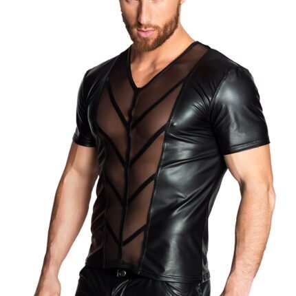 Футболка чоловіча із вставками сітки посередині Noir Handmade H029 чорна, S