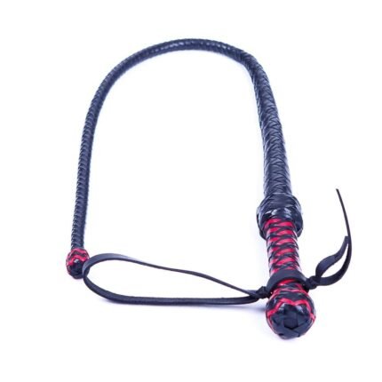 Батіг-нагайка з твердим наконечником шкіряний DS Fetish синьо-червоний (Голландія)