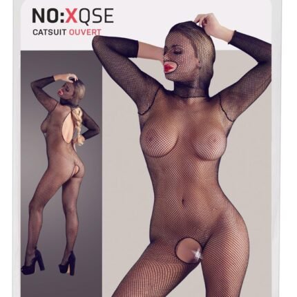 Комбінезон-маска з відкритим доступом NO:XQSE Catsuit Maske чорний, S-L