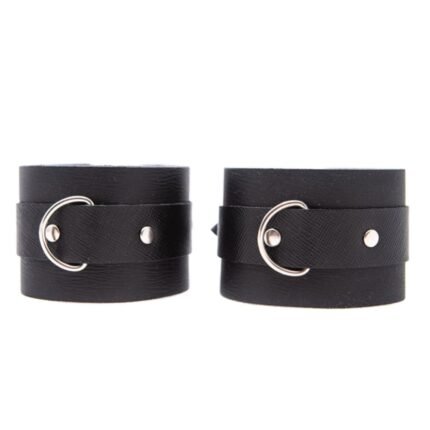 Шкіряні наручники DS Fetish з нікельованою пряжкою (без зчіпки) чорні