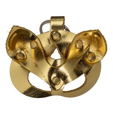 Шкіряний брелок БДСМ DS Fetish маска Кішка, золотий