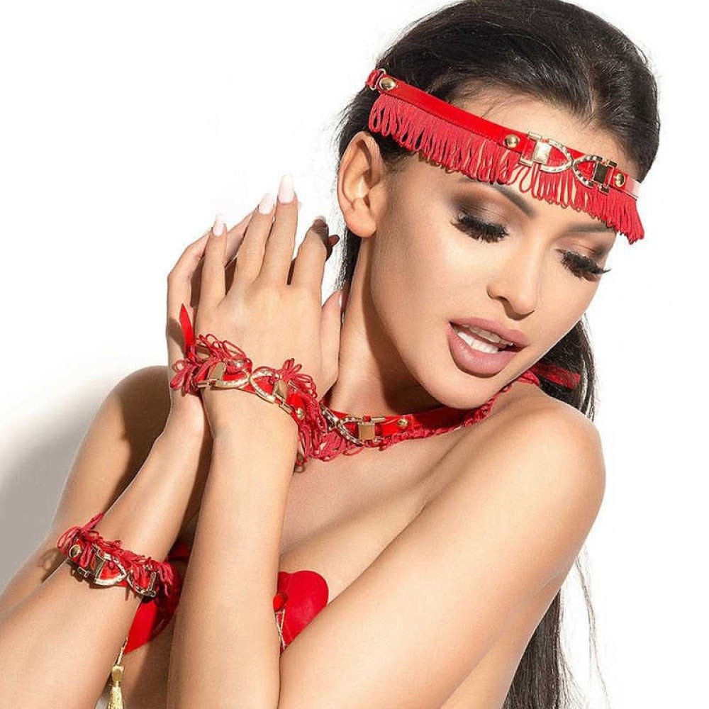 Манжети на зап'ястя з бахромою Me-Seduce Cuffs 02 червоні