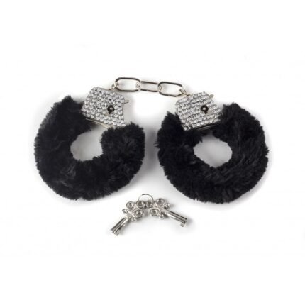 Наручники металеві Bondage Collection зі стразами та чорним хутром