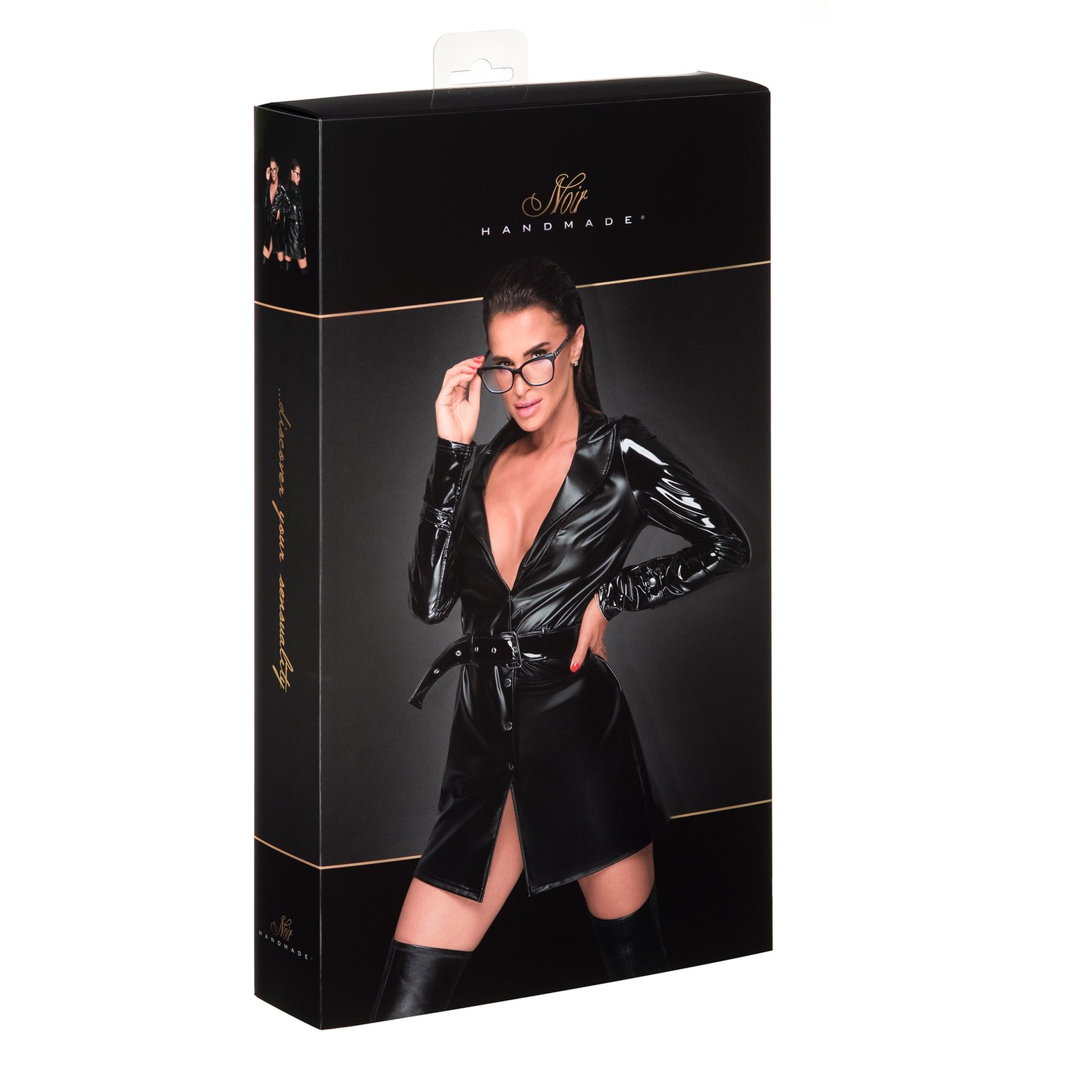 Вініловий плащ з мокрим ефектом Noir Handmade F225 Jacket чорний, XL - Зображення 6