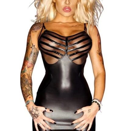 Сукня еротична з сіткою на грудях Noir Handmade F078 чорна, L