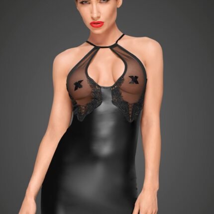 Сексуальна чорна сукня, що облягає Noir Handmade F185 з прозорим бюстом, L