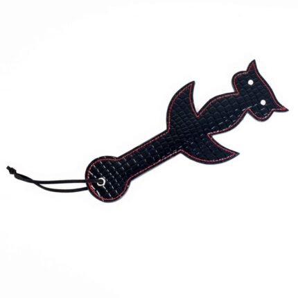 Шльопалка Сова лакована DS Fetish чорна з червоним оздоблювальним рядком