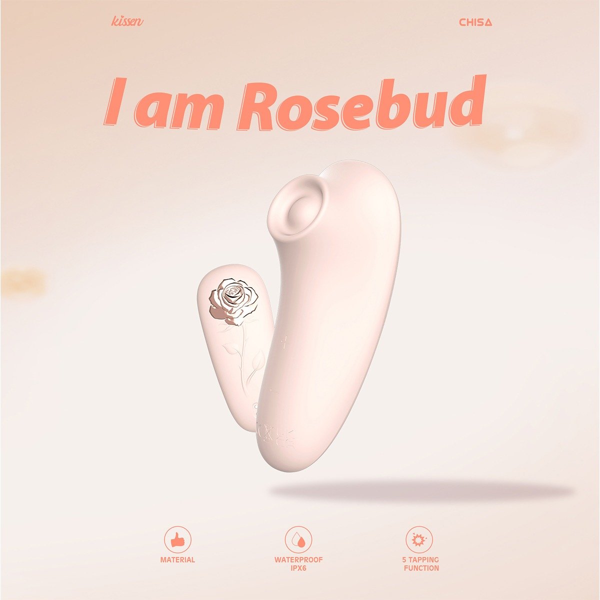 Стимулятор з пульсацією для клітора Chisa Kissen Rosebud персиковий - Зображення 3