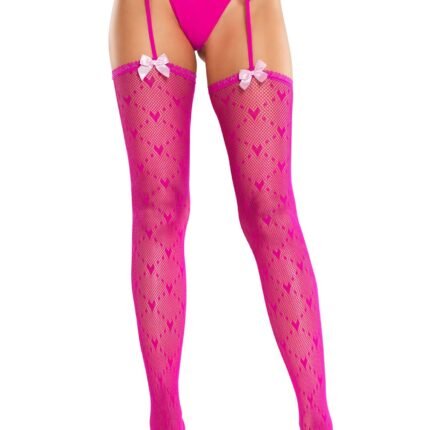 Колготки-панчохи Leg Avenue Heart Garterbelt Stockings One Size Magenta