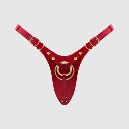 Трусики для страпона Strap-On-Me Leatherette Harness Fabulous - One Size - Red Glossy