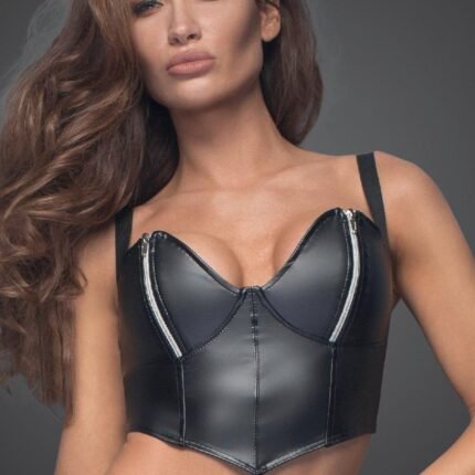 Топ-корсет сексуальний із блискавками на чашках Noir Handmade F165 чорний, L