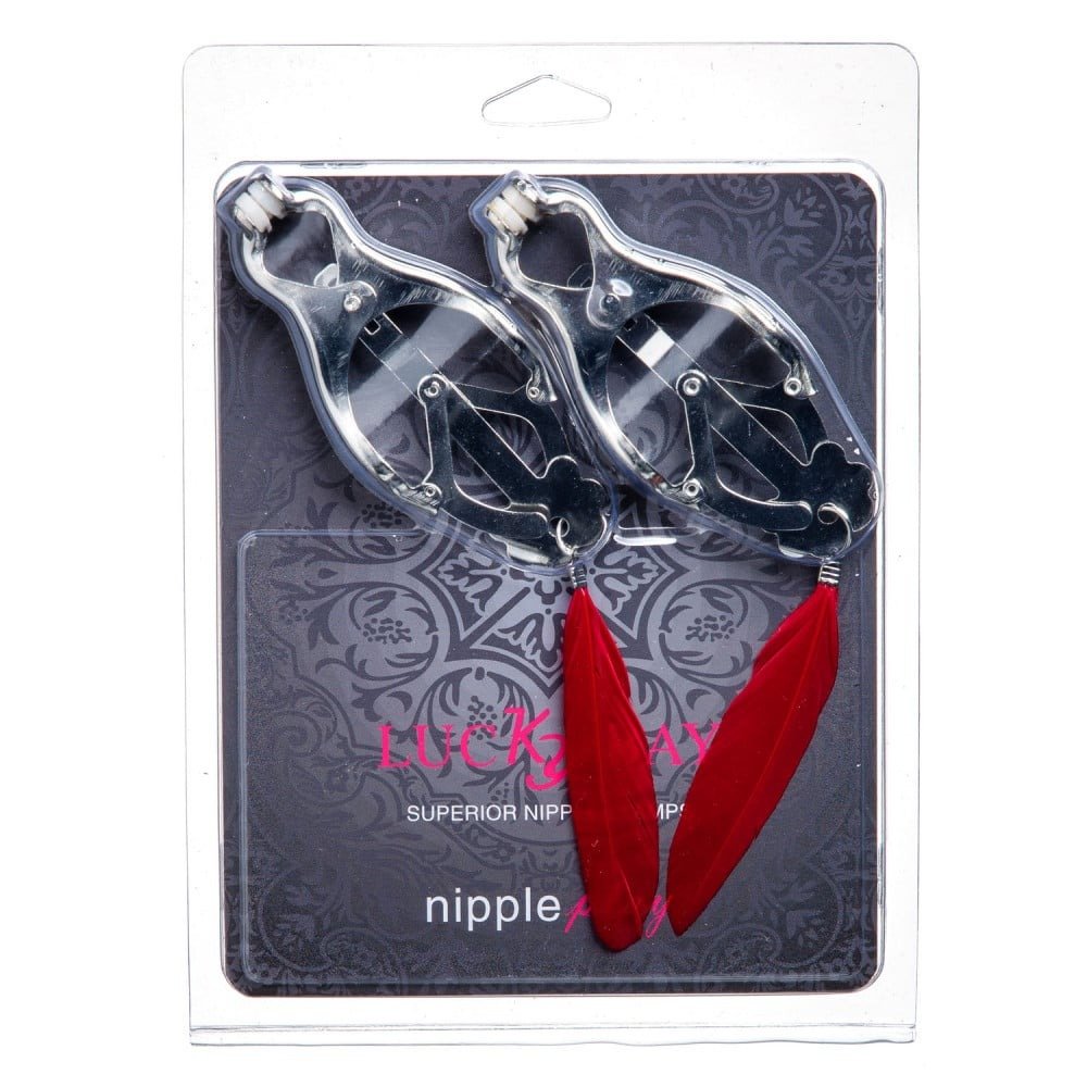 Затискачі на соски конюшини Lucky Bay з червоним пір'ям - Зображення 2