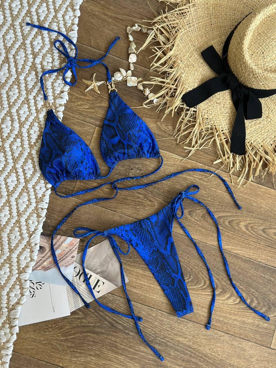 Купальник роздільний зміїна шкіра, синій SW3741 - Зображення 10