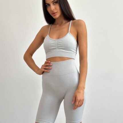 Костюм FS1726/1 (Світло сірий однот. топ+велосип.)