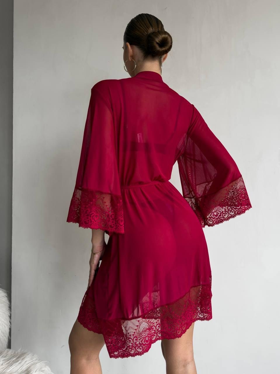 Халат DO3377 бордовий - Зображення 2