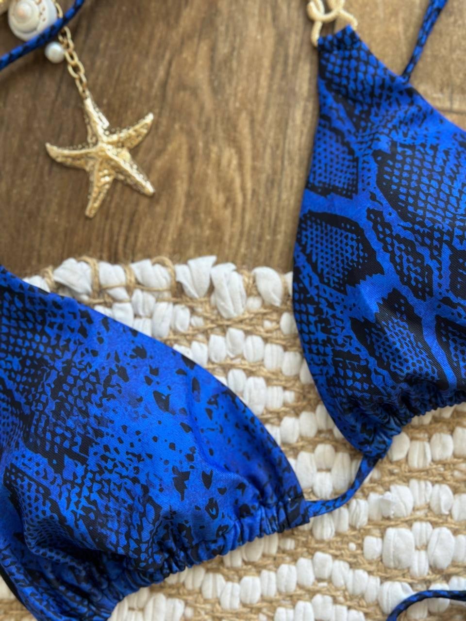 Купальник роздільний зміїна шкіра, синій SW3741 - Зображення 14