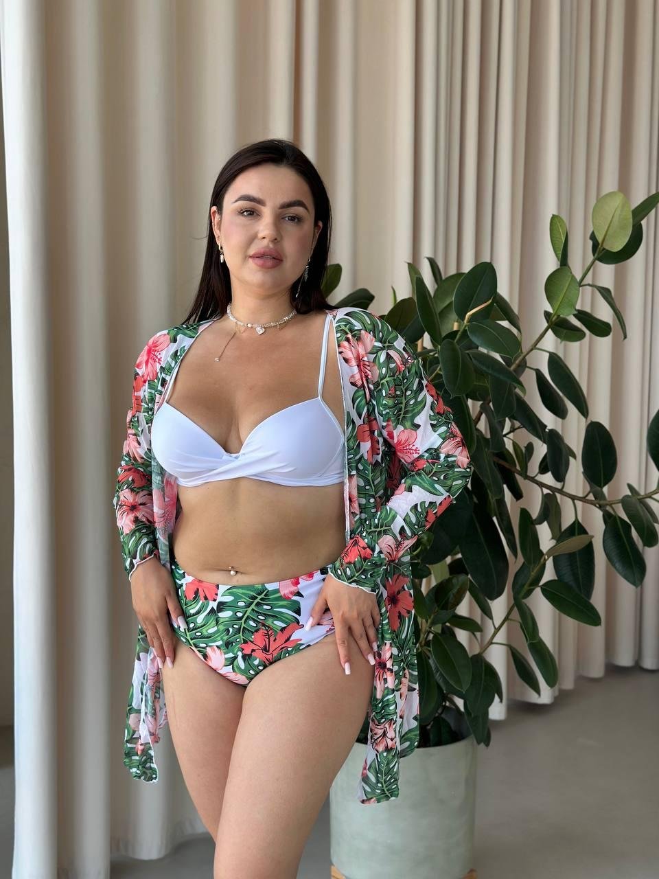 Купальник+ туника SW1252/1 (Листя зелене)