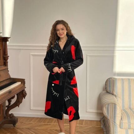 Халат теплий чорний DO3818