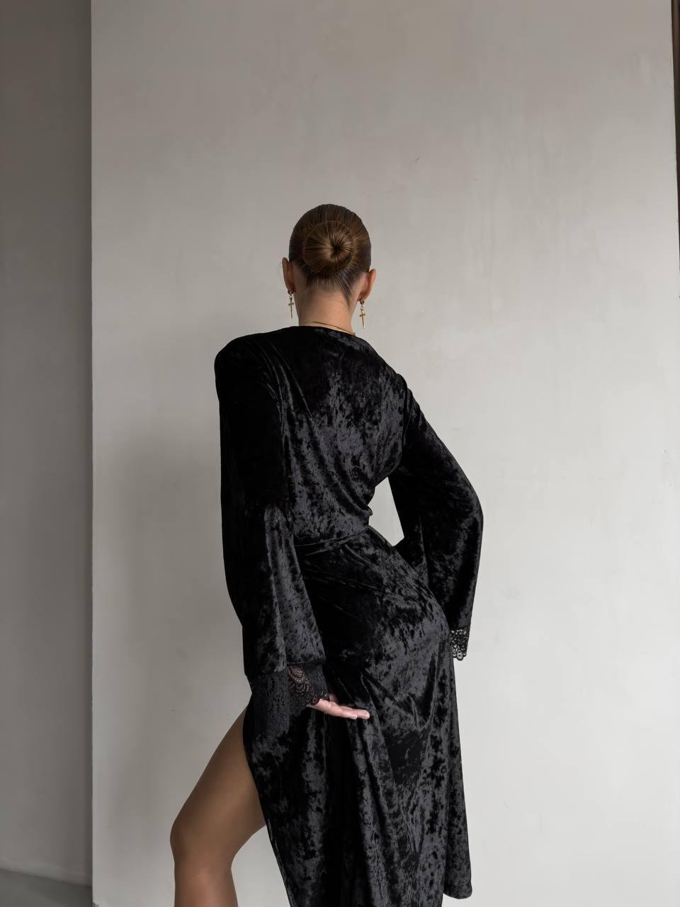 Халат DO3344 чорний - Зображення 4