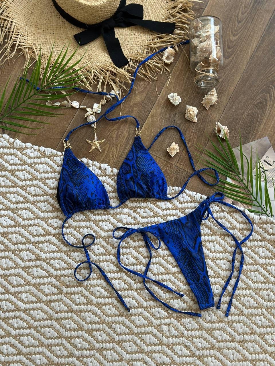 Купальник роздільний зміїна шкіра, синій SW3741 - Зображення 8