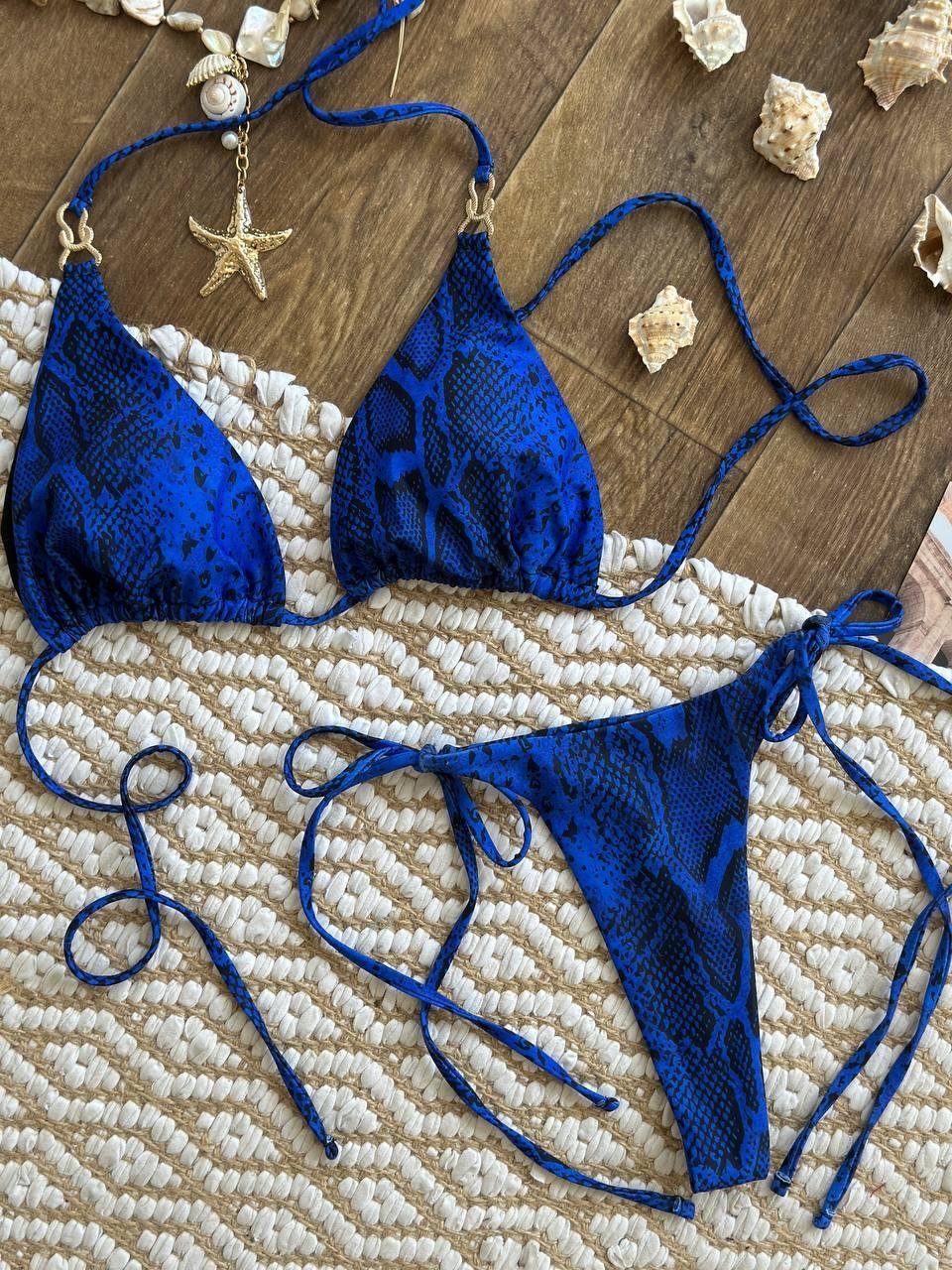 Купальник роздільний зміїна шкіра, синій SW3741 - Зображення 16