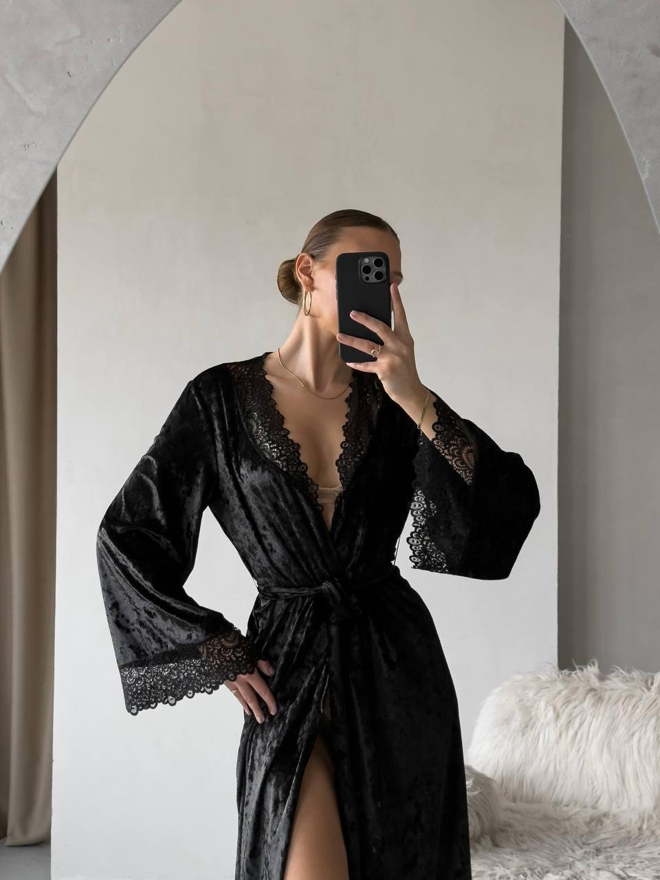 Халат DO3344 чорний - Зображення 3