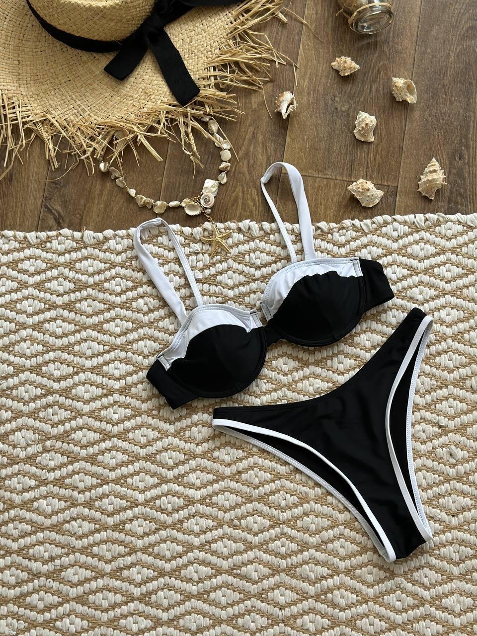 Купальник роздільний чорний з біл.вставками SW3739 - Зображення 11