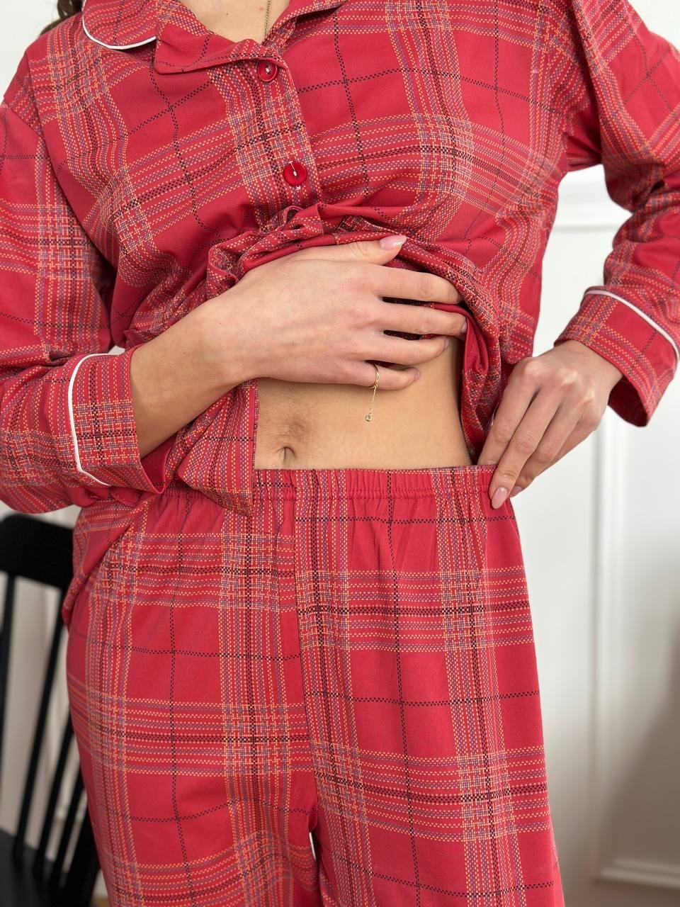 Червона піжама з кишенями DO3867 - Зображення 12