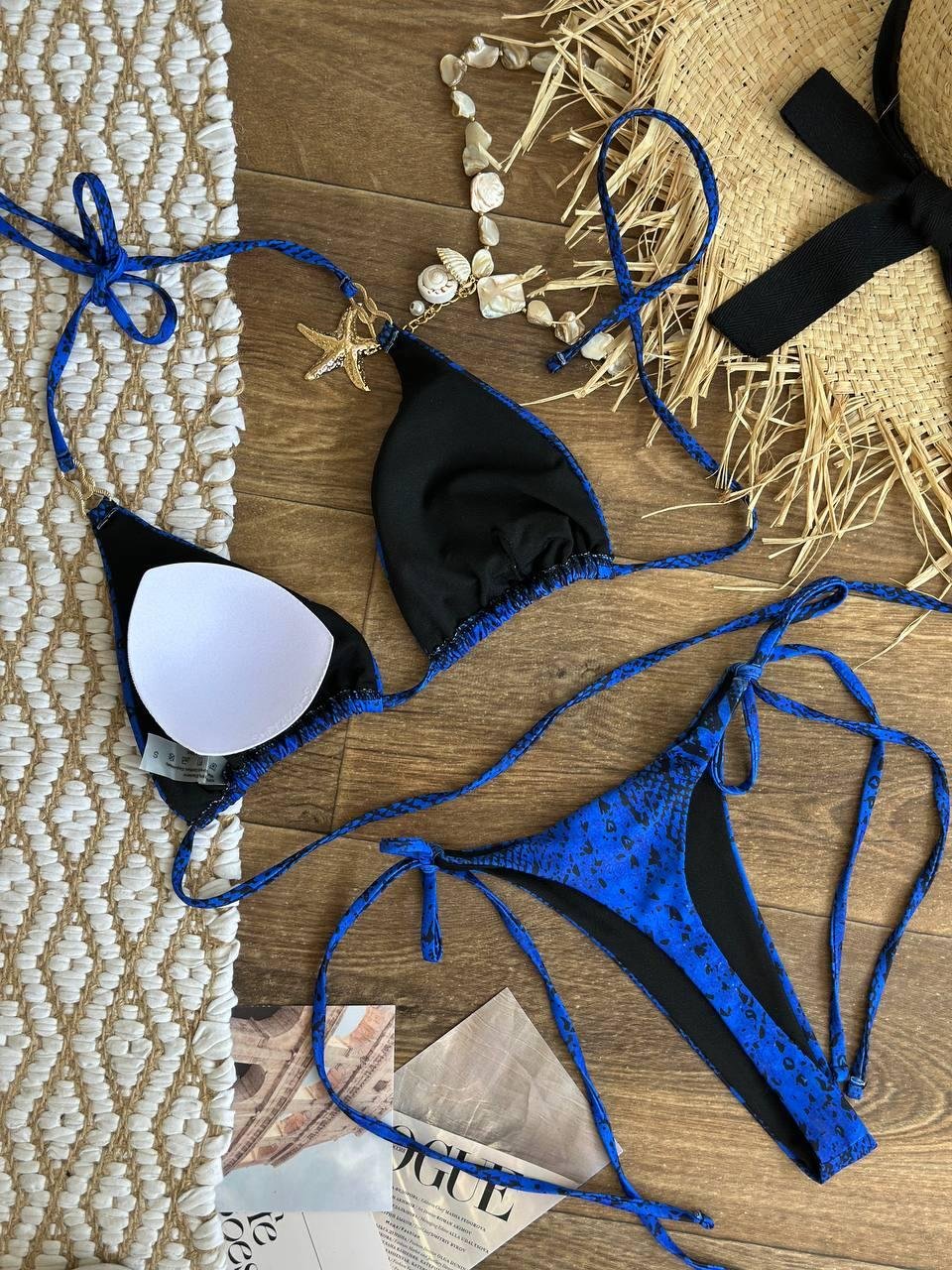 Купальник роздільний зміїна шкіра, синій SW3741 - Зображення 13