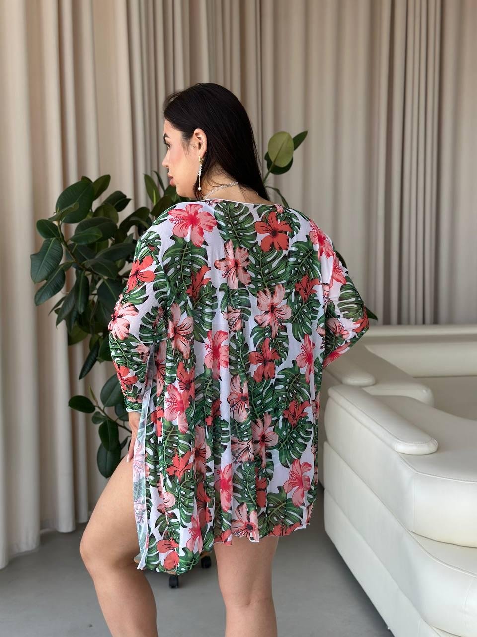 Купальник+ туника SW1252/1 (Листя зелене) - Зображення 8